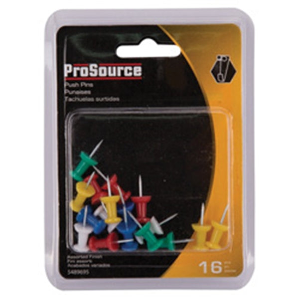 ProSource PH-121152-PS Push Pin, 23 mm L, Plastic, Assorted Colors, Round Head