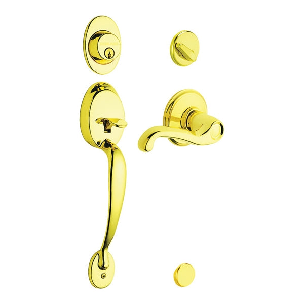 Schlage Plymouth Series F60V PLY/FLA 505 Handleset, 1 Grade, Keyed Different Key, Brass, Brass, 2-3/8 x 2-3/4 in Backset