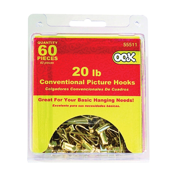 OOK 55511 Conventional Hook, 20 lb, Steel, Zinc