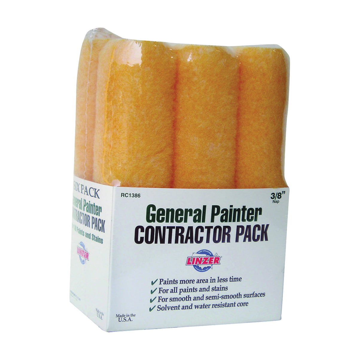 Linzer RC1386 Paint Roller Cover, 3/8 in Thick Nap, 9 in L, Polyester Cover