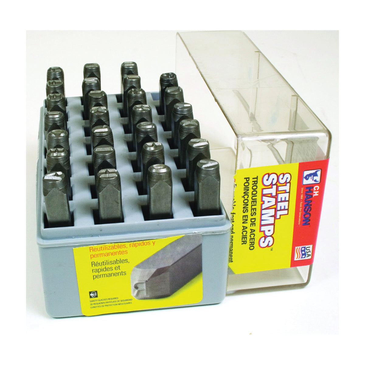 CH Hanson 20300 Letter Stamp Set, 27-Piece, Steel, Specifications: 1/4 in Character, 3/8 x 2-5/8 Shank