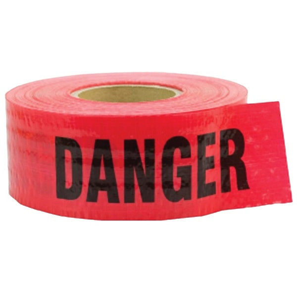 CH Hanson 16031 Reinforced Barricade Tape, 500 ft L, 3 in W, Red, Polyethylene
