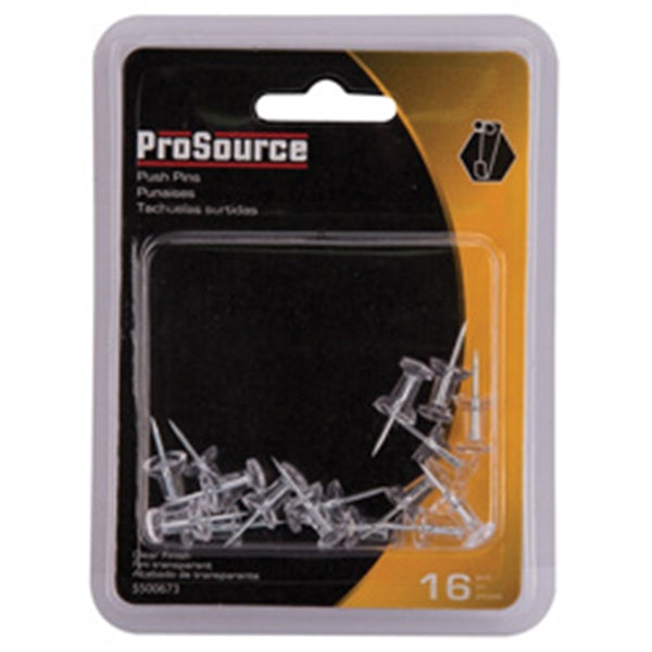 ProSource PH-122262-PS Push Pin, 23 mm L, Plastic, Clear, Round Head