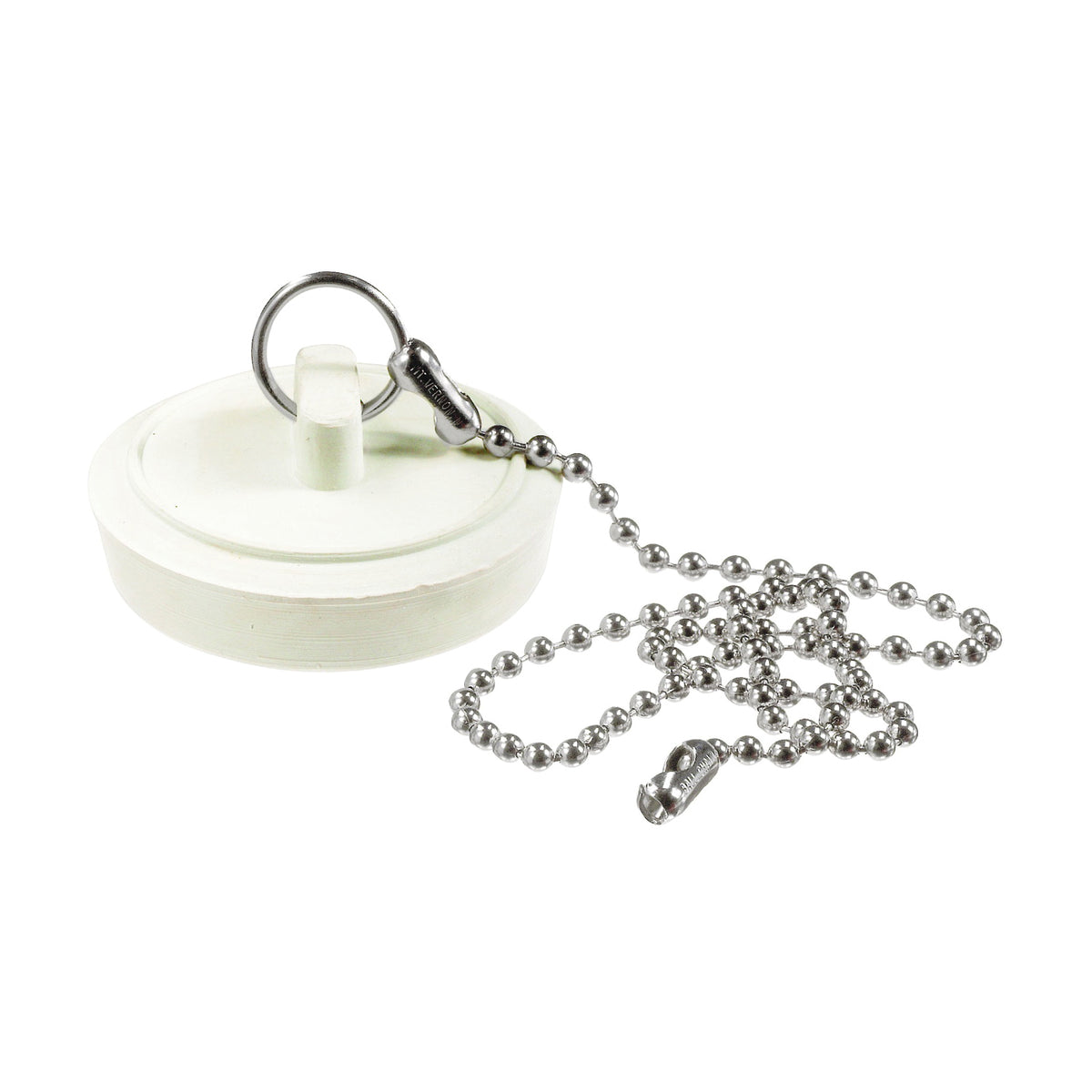 Plumb Pak PP820-7 Drain Stopper with Chain, Rubber, White, For: 1 to 1-3/4 in Sink