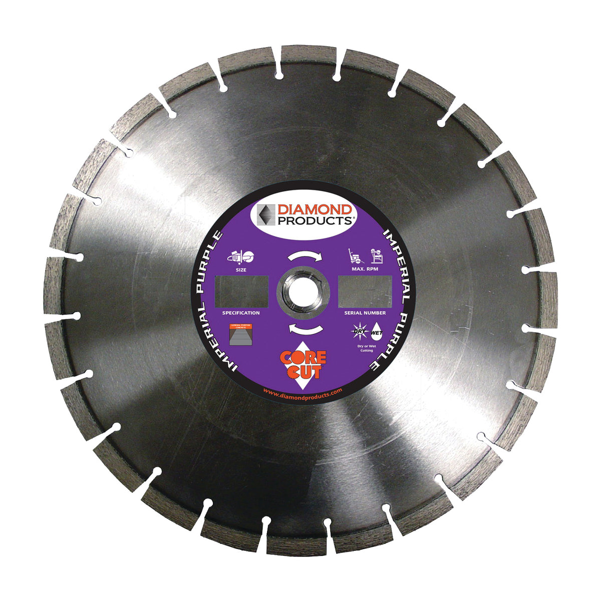 DIAMOND PRODUCTS 78976 Circular Saw Blade, 14 in Dia, Universal Arbor, Diamond Cutting Edge