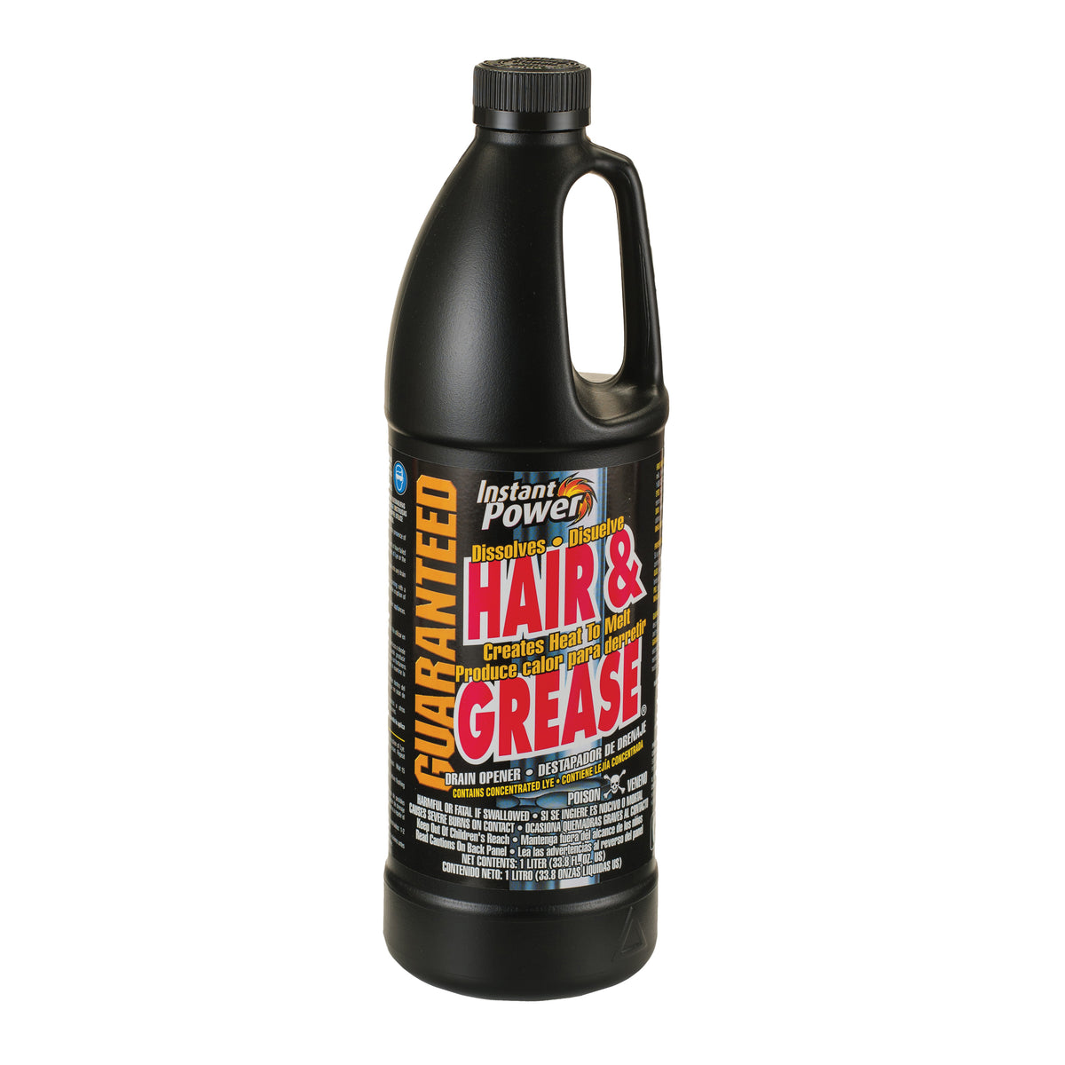 Instant Power 1969 Hair and Grease Drain Opener, Liquid, Clear, Odorless, 1 L Bottle