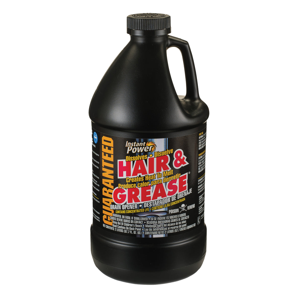 Instant Power 1970 Hair and Grease Drain Opener, Liquid, Clear, Odorless, 2 L Bottle