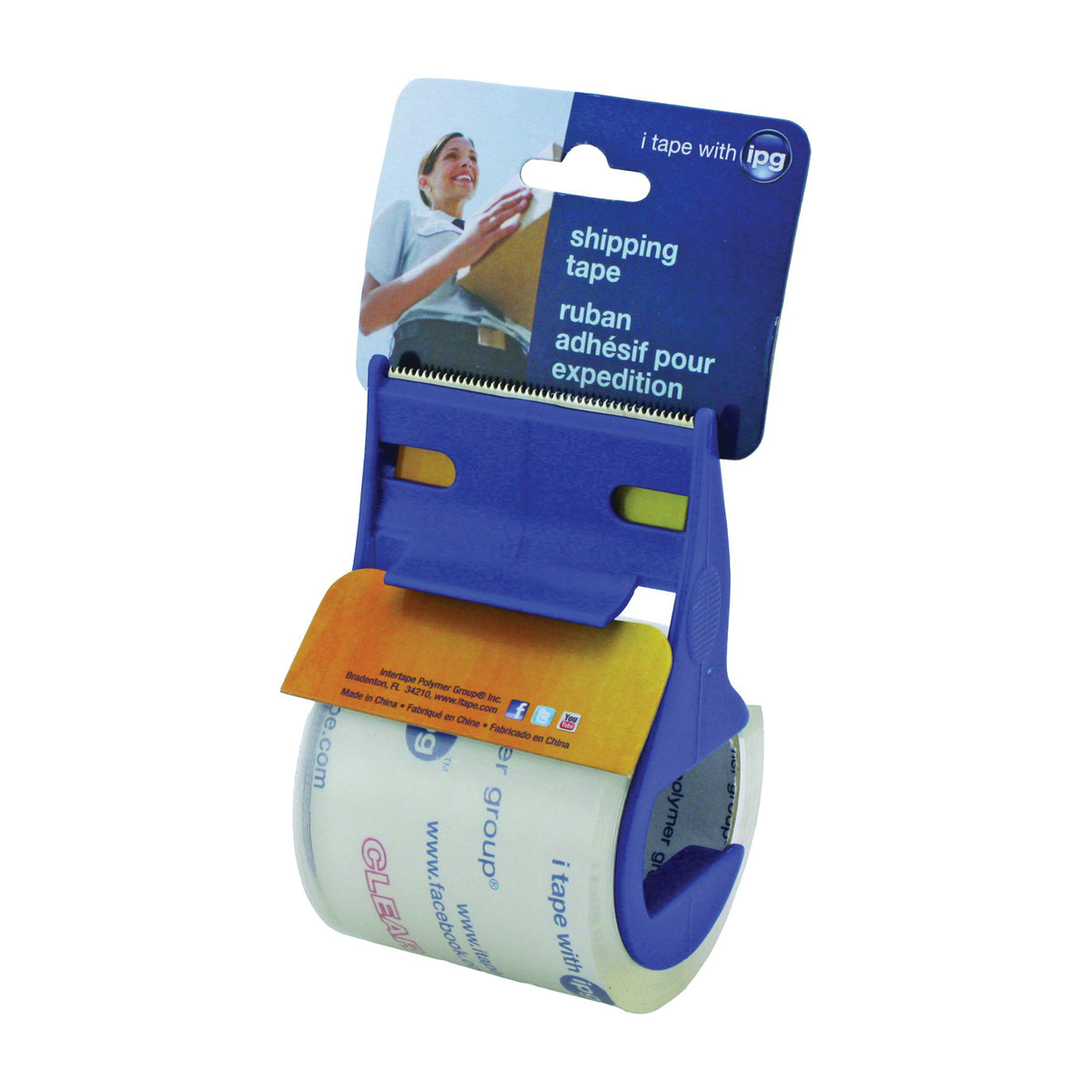 IPG 3196 Shipping Tape, 17.5 yd L, 2 in W, Polypropylene Backing, Clear