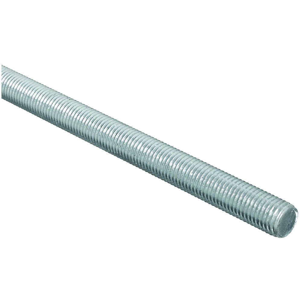 Stanley Hardware N346-692 Threaded Rod, 7/8-9 Thread, 24 in L, A Grade, Steel, Zinc, UNC Thread