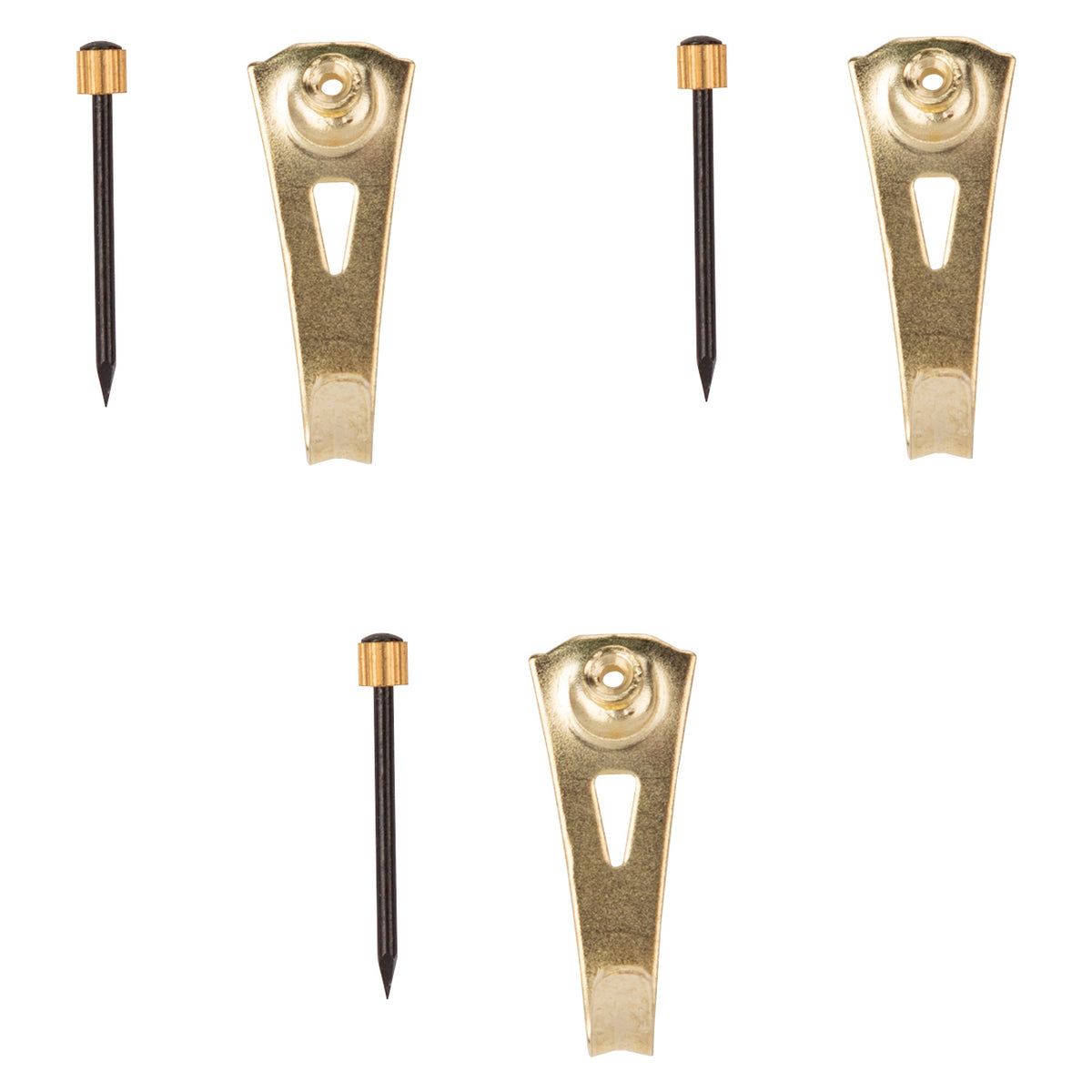 ProSource PH-122270-PS Picture Hanger, 30 lb, Steel, Polished Brass, Brass, Nail-In Mounting