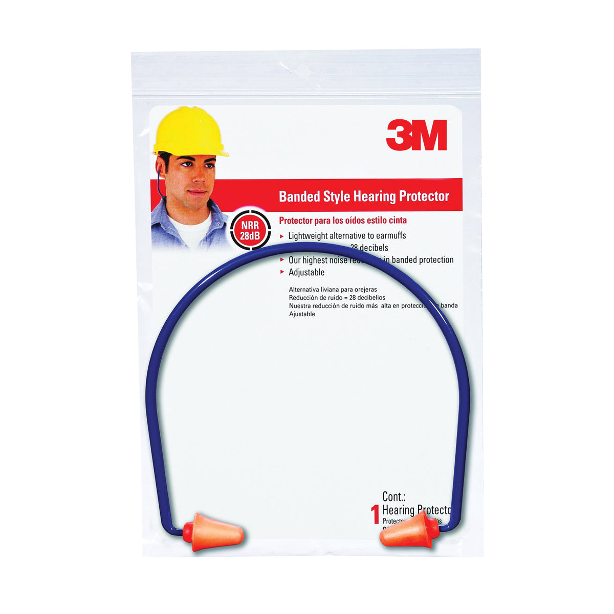 3M TEKK Protection 90537-80025T Banded Hearing Protector, 28 dB NRR