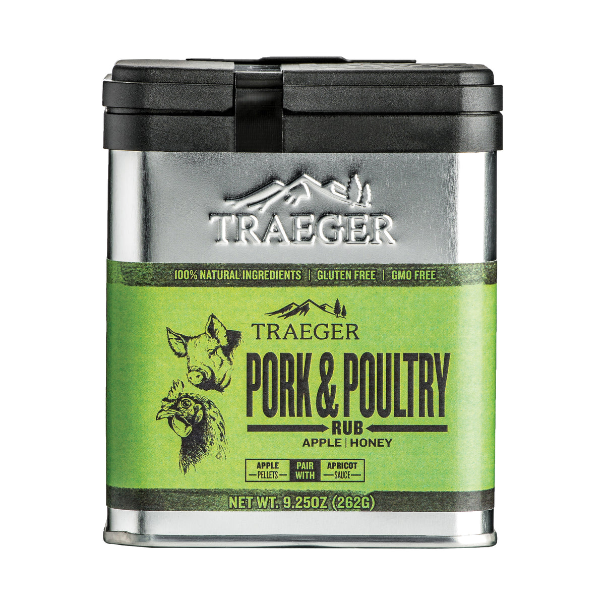 Traeger SPC171 Pork and Poultry Rub, Apple, Honey Flavor, 9.25 oz Tin