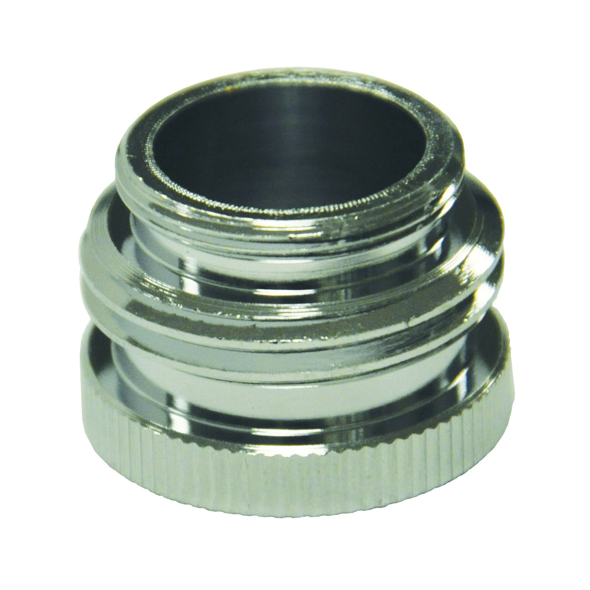 Danco 10509 Hose Aerator Adapter, 55/64-27 x 3/4 x 55/64-27 in, Male/GHTM x Female, Brass, Chrome Plated