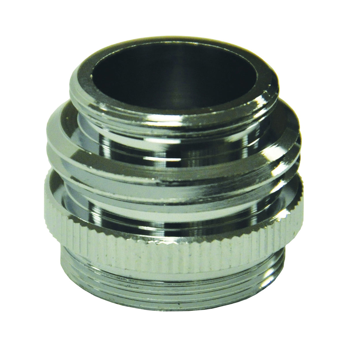 Danco 10513 Hose Adapter, 15/16-27, 55/64-27 x 3/4, 55/64-27 in, Male/Female x GHTM/Male, Brass, Chrome Plated