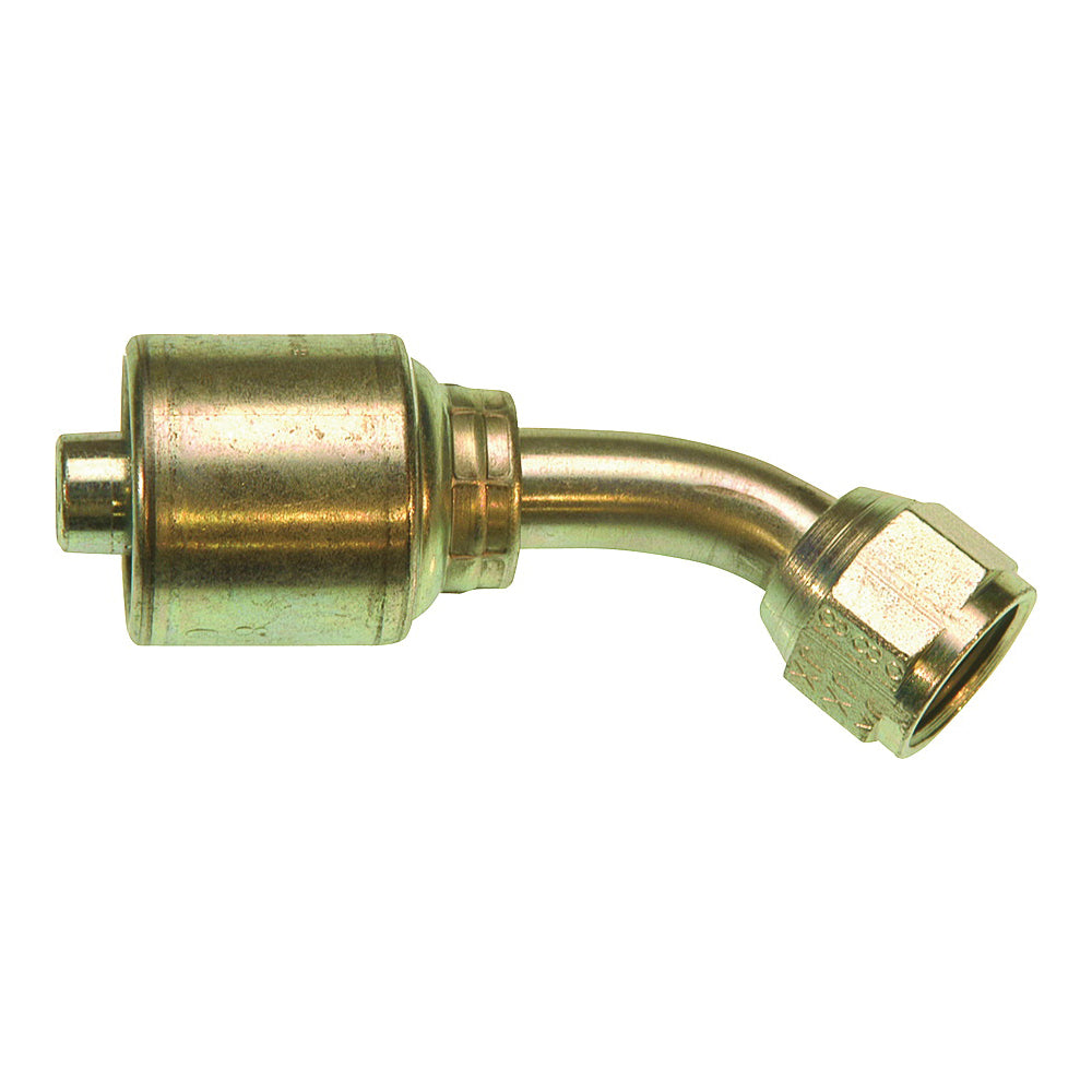 GATES MegaCrimp G25175-1212 Hose Coupling, 1-1/16-12, Crimp x JIC, 45 deg Angle, Steel, Zinc