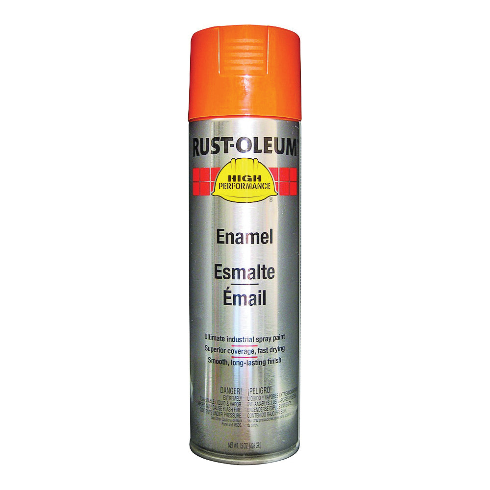 RUST-OLEUM V2155838 Enamel Spray Paint, Gloss, Safety Orange, 15 oz, Aerosol Can