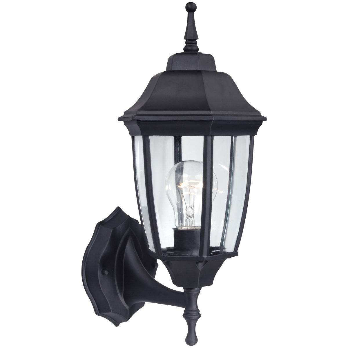 Boston Harbor HL-018B-BK Outdoor Wall Lantern, 120 V, 60 W, Type A Lamp, Aluminum Fixture, Black
