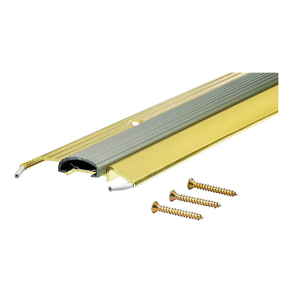 M-D 09043 Low Threshold, 36 in L, 3-3/4 in W, Aluminum, Brite Gold