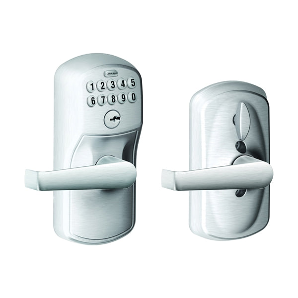 Schlage FE595CSV PLY/ELAN Keypad Lock with Flex-Lock, Metal, Satin, 2-3/8 x 2-3/4 in Backset