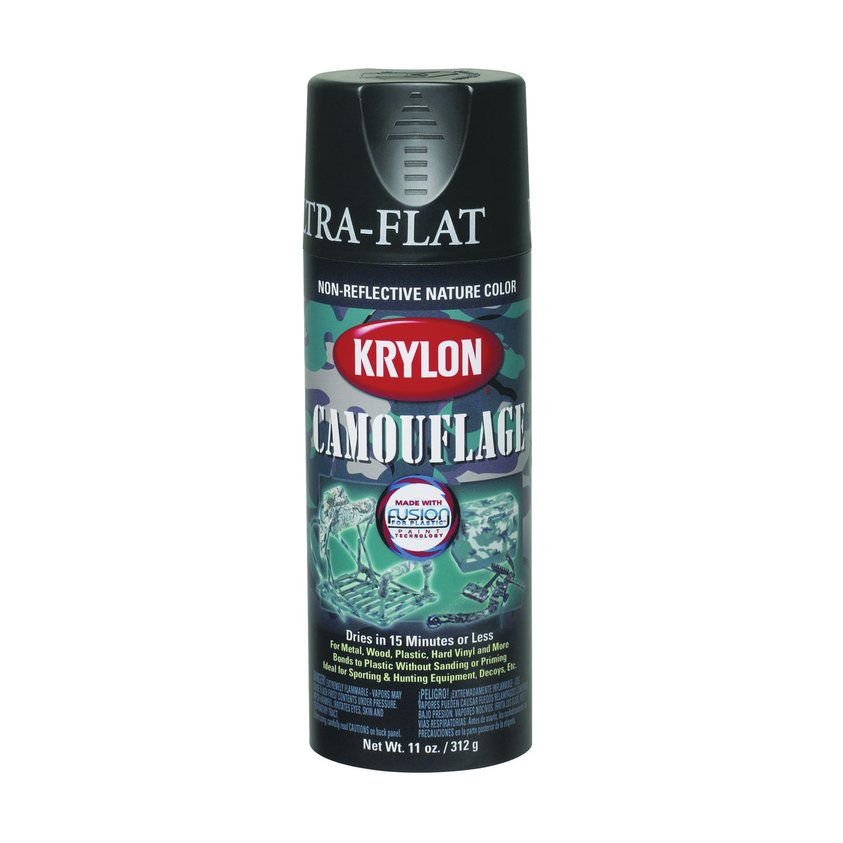 Krylon K04291007 Camouflage Spray Paint, Ultra Flat, Khaki, 11 oz, Can