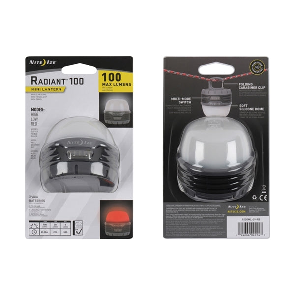 Nite Ize Radiant Series R100ML-09-R8 Mini Lantern, LED Lamp, White Light, Rubber, Black