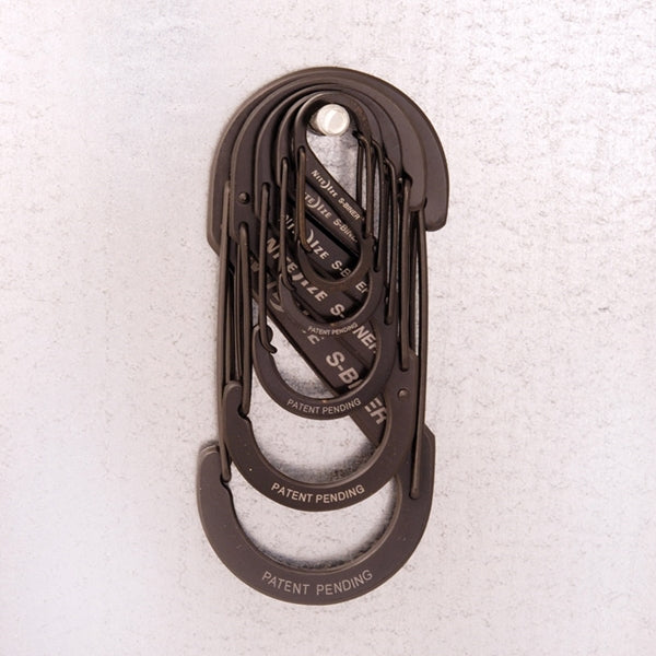 Nite Ize S-Biner Series SB2-03-01 Dual Carabiner, #2 Dia Ring, Stainless Steel, Black