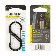 Load image into Gallery viewer, Nite Ize S-Biner Series SB3-03-01 Dual Carabiner, #3 Dia Ring, Stainless Steel, Black
