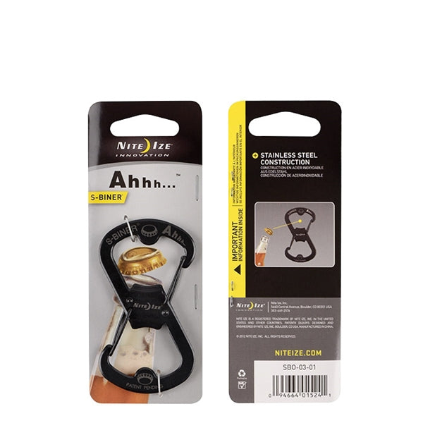 Nite Ize S-Biner Ahhh... SBO-03-01 Key Ring and Bottle Opener, Stainless Steel Case