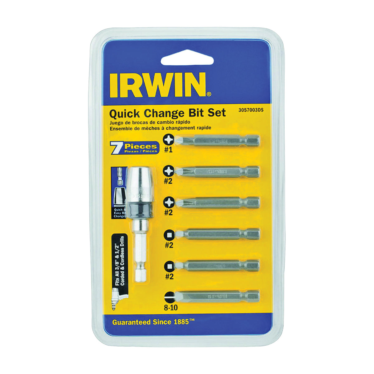 IRWIN 3057003DS Bit Set, 7-Piece, Quick-Change, Metal