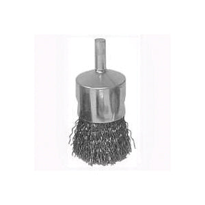 Weiler 36047 Wire Wheel Brush, 3/4 in Dia, 1/4 in Arbor/Shank, 0.014 in Dia Bristle, Carbon Steel Bristle