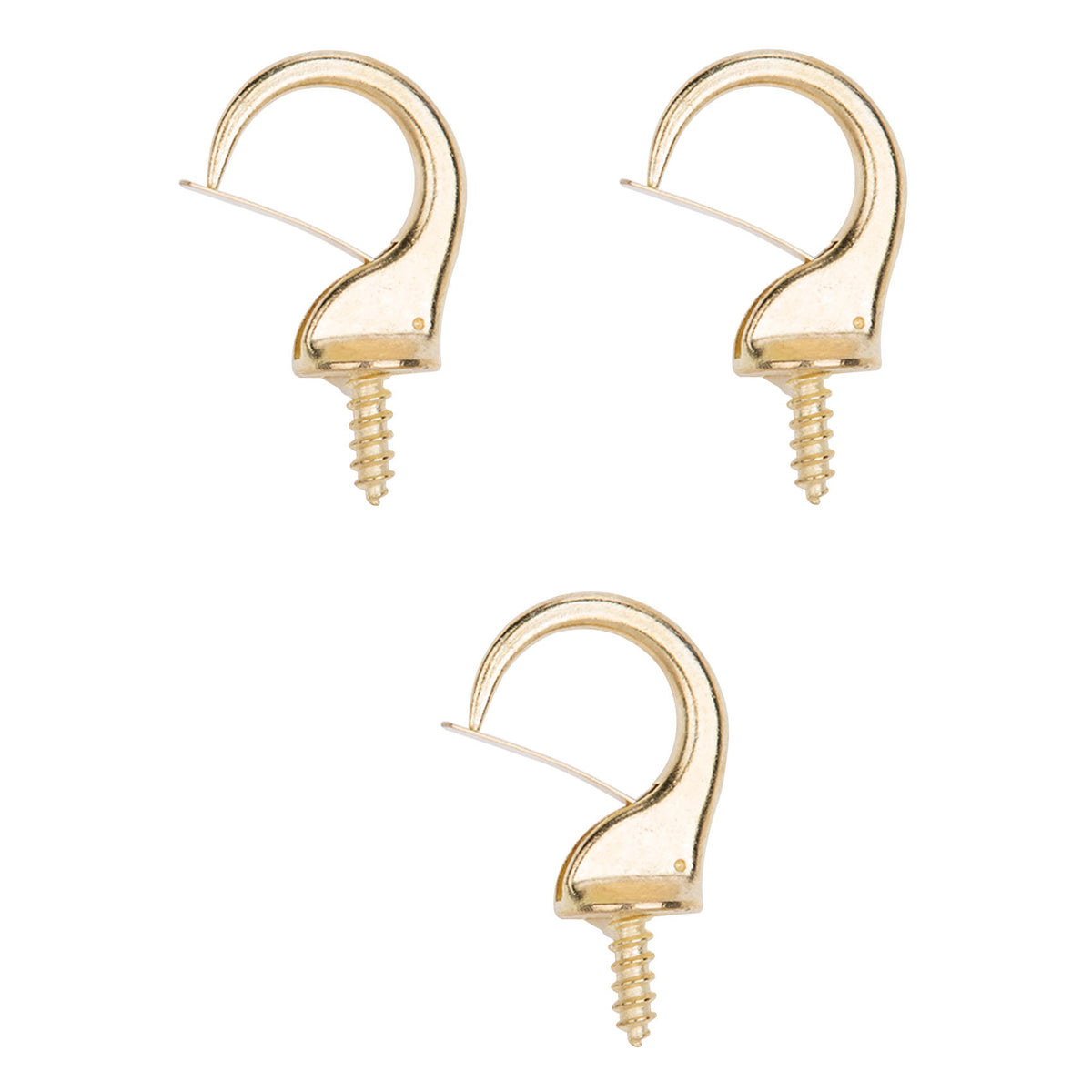 ProSource PH-122242-PS Cup Hook, 17/32 in Thread, 46 mm L, Zinc Alloy, Polished Brass