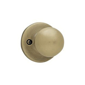 Kwikset 488P 5 CP Dummy Door Knob, 1-7/8 in Dia Knob, Antique Brass