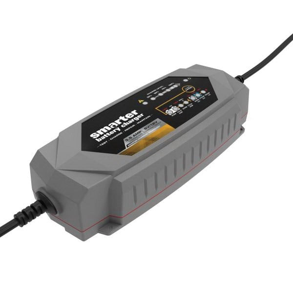 SMARTECH IC-3500 Automotive Battery Charger, 3.5 A Charge, AGM, Calcium, Gel Cell, Lithium, Wet Cell Battery, Black