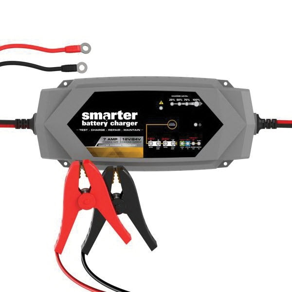 SMARTECH IC-7000 Automotive Battery Charger, 7 A Charge, AGM, LIB, EFB, GEL, MF, WET Battery, CANbus Plug, Black