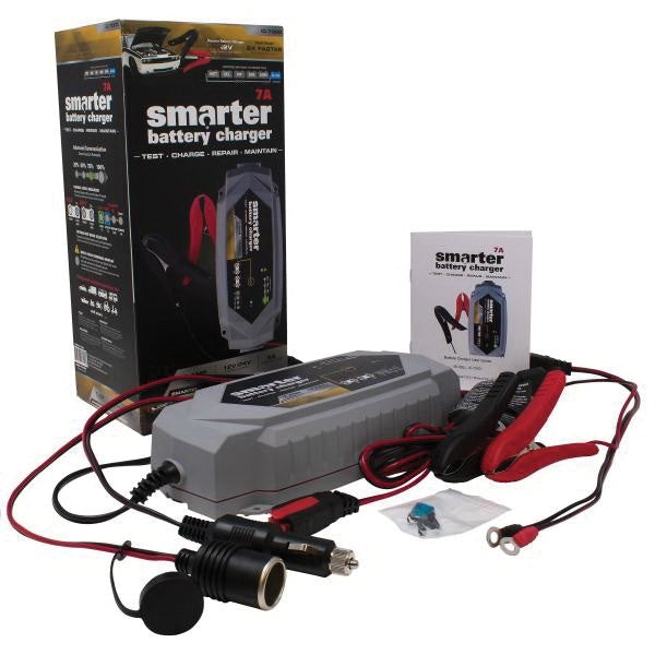 SMARTECH IC-7000 Automotive Battery Charger, 7 A Charge, AGM, LIB, EFB, GEL, MF, WET Battery, CANbus Plug, Black