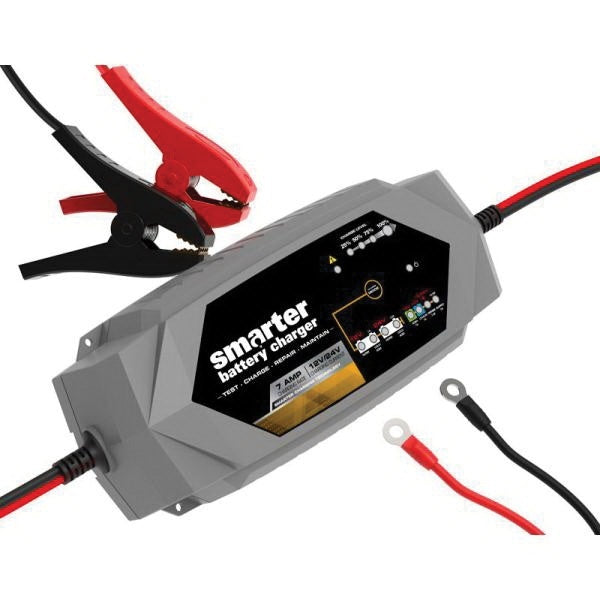 SMARTECH IC-7000 Automotive Battery Charger, 7 A Charge, AGM, LIB, EFB, GEL, MF, WET Battery, CANbus Plug, Black