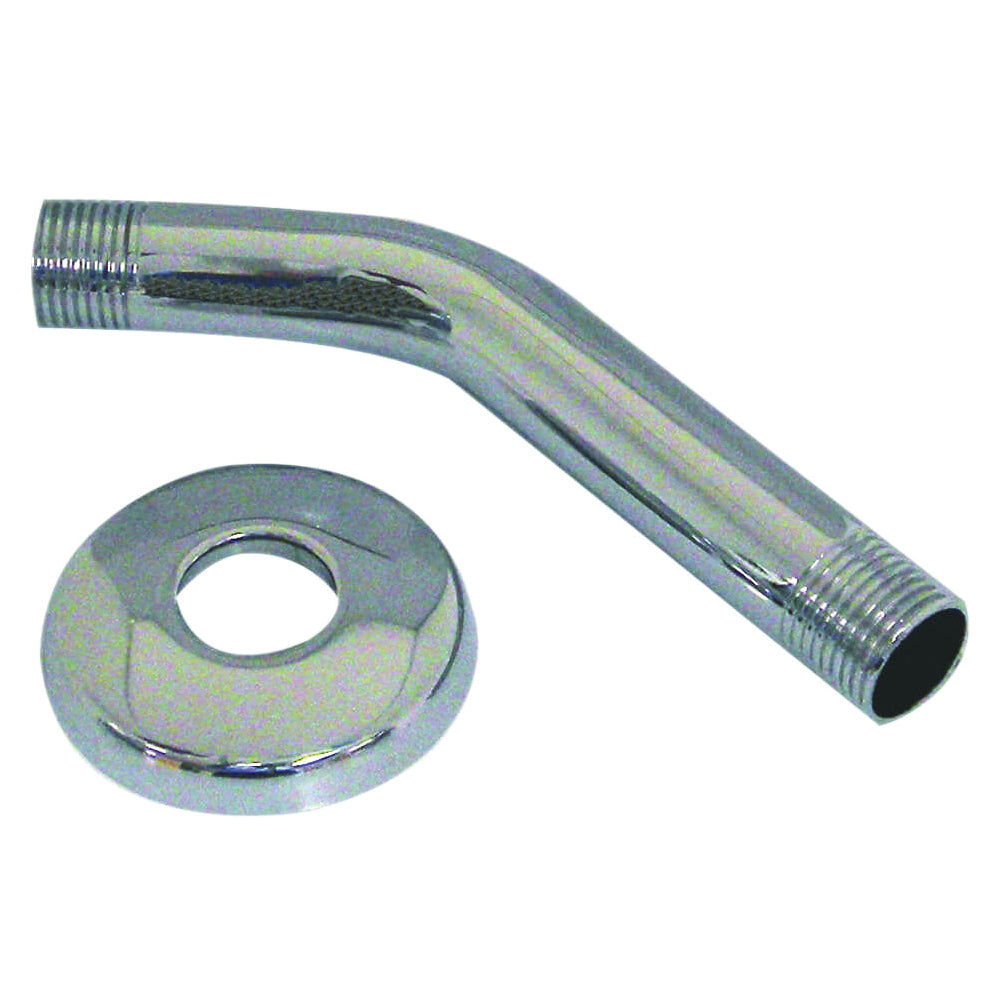 Danco 89180 Shower Arm with Flange, 1/2 in Connection, Threaded, 6 in L, Stainless Steel, Chrome Plated