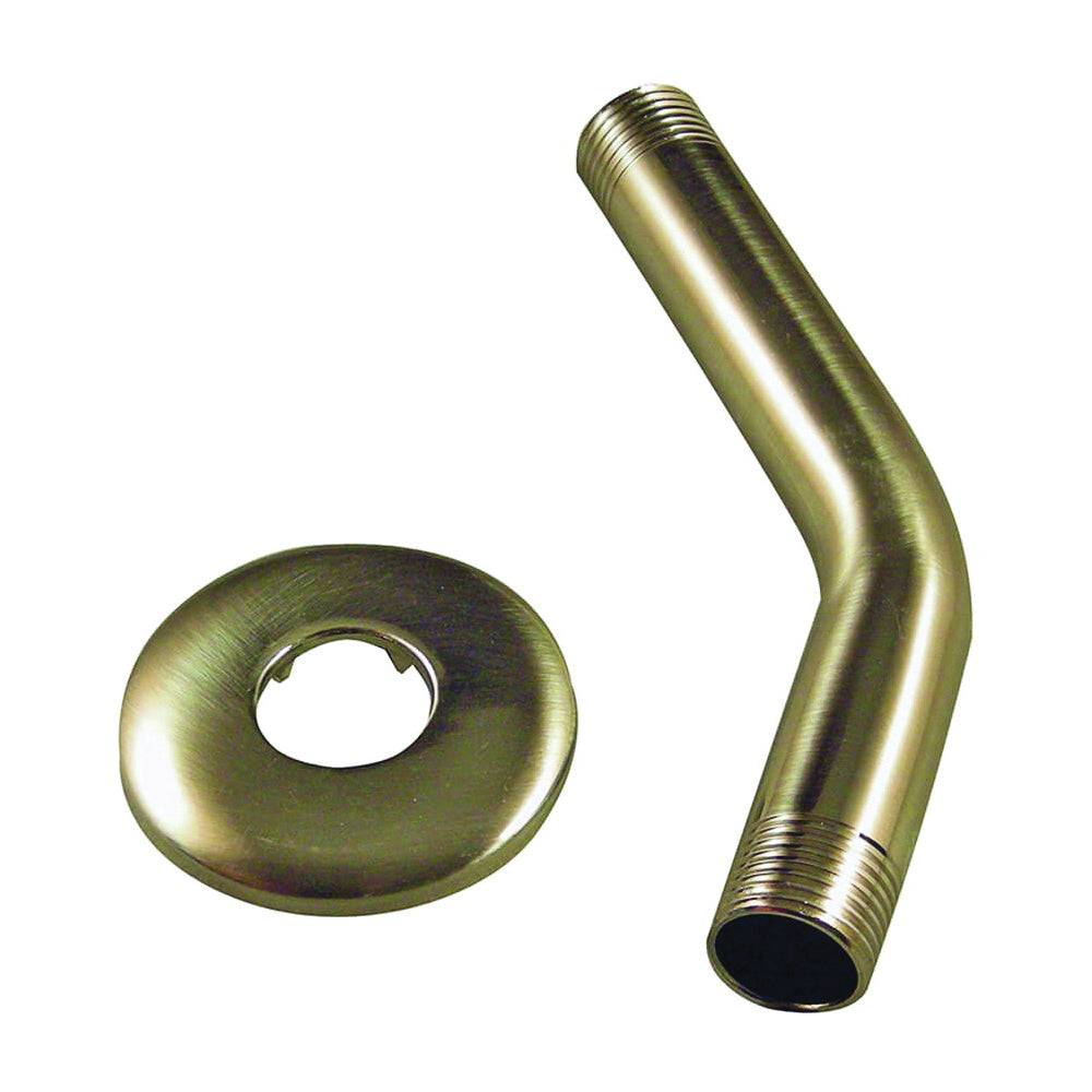 Danco 89182 Shower Arm with Flange, 1/2 in Connection, IPS, 6 in L, Stainless Steel, Brushed Nickel
