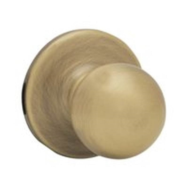 Kwikset 200P5CP Door Knob, Antique Brass, 1-3/8 to 1-3/4 in Thick Door, 2-1/4 in Strike