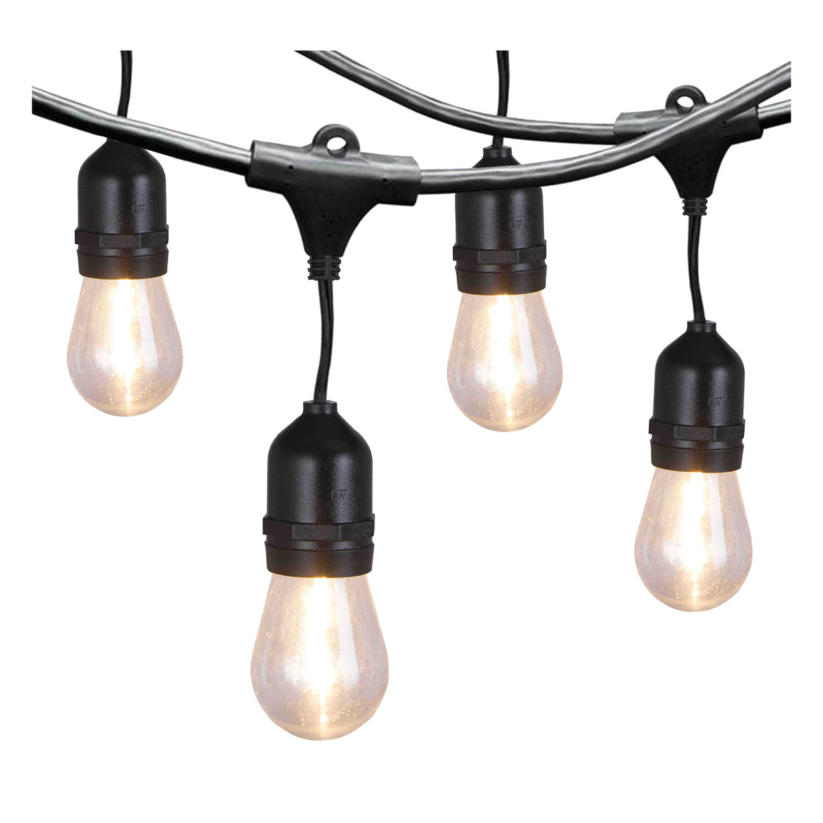 PowerZone RLS-50 Patio String Lights Set, 120 V, 12 W, 12-Lamp, LED Lamp, Yellow Light, 720 Lumens