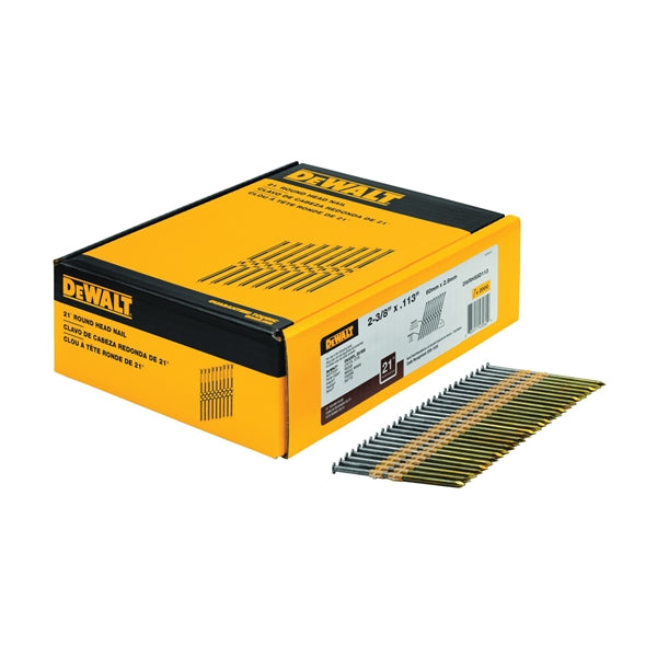 DeWALT DWRHS8D113 Framing Nail, 2-3/8 in L, 9 Gauge, Steel, Bright, Full Round Head, Smooth Shank