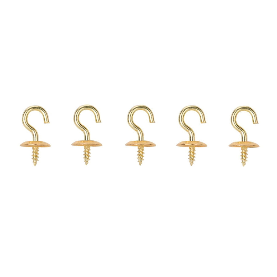ProSource LR-381-PS Cup Hook, 3/16 in Opening, 2.5 mm Thread, 3/4 in L, Brass, Brass