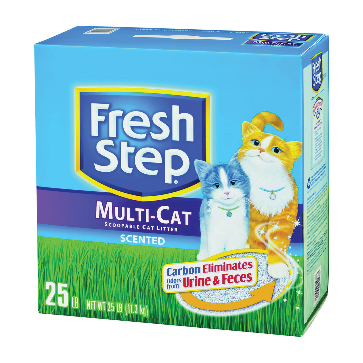 Fresh Step 30468 Cat Litter, 25 lb Capacity, Blue/Gray/Green/White, Dry Solid