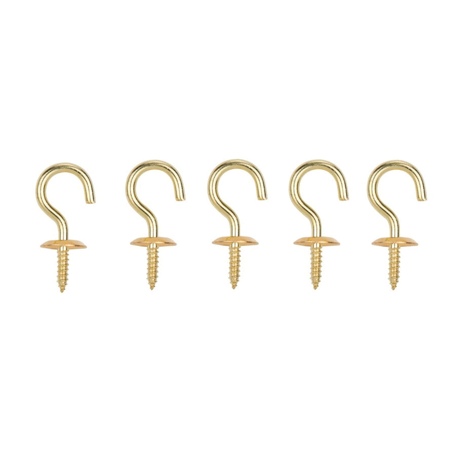 ProSource LR-383-PS Cup Hook, 5/16 in Opening, 3 mm Thread, 1-1/8 in L, Brass, Brass