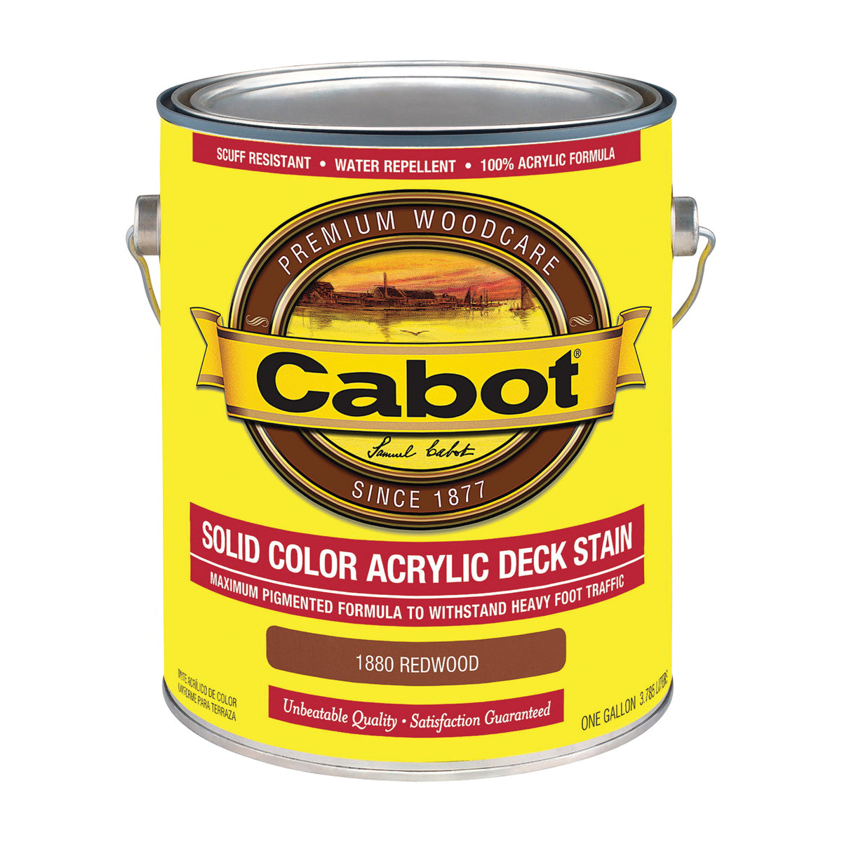 Cabot 1800 Series 140.0001880.007 Solid Color Decking Stain, Low-Lustre, Redwood, Liquid, 1 gal, Can