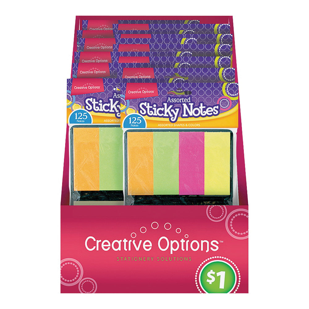 Creative Options 9871 Folding Sticky Note, Assorted, 125-Sheet