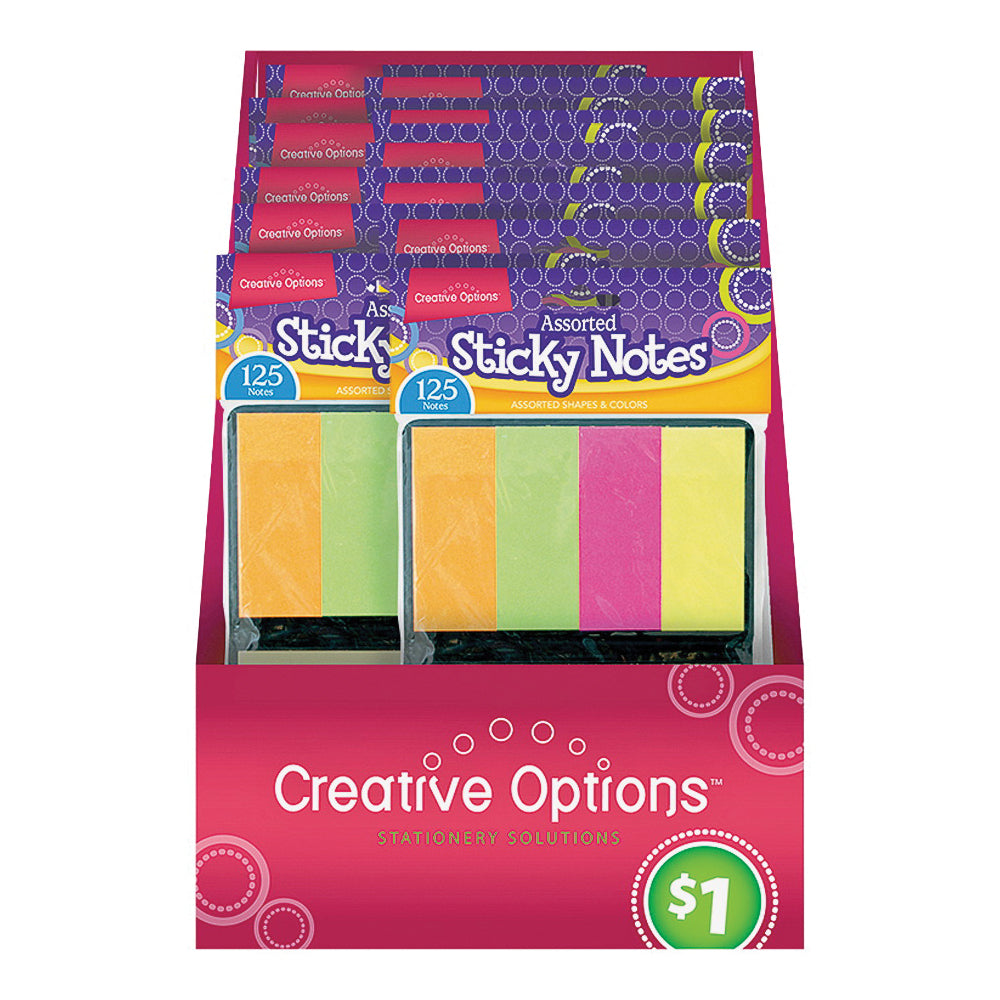Creative Options 9871 Folding Sticky Note, Assorted, 125-Sheet