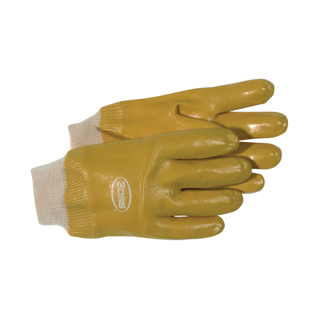 BOSS 930L Protective Gloves, L, Knit Wrist Cuff, PVC Glove, Brown