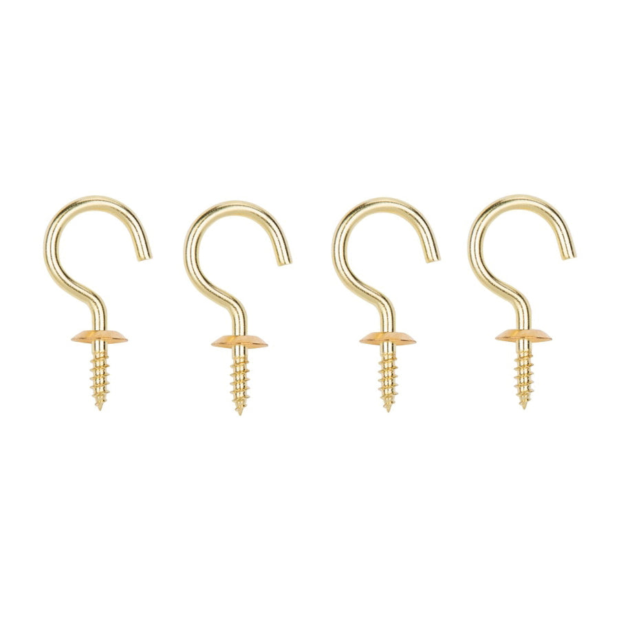 ProSource LR-385-PS Cup Hook, 15/32 in Opening, 3.5 mm Thread, 1-1/2 in L, Brass, Brass