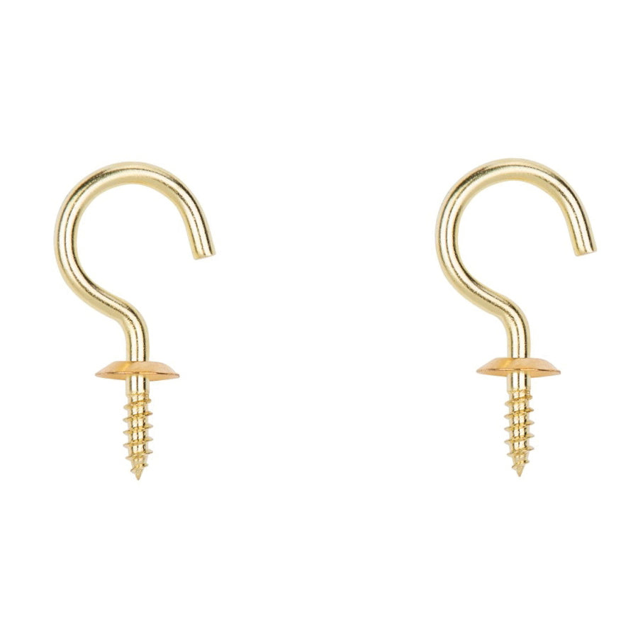 ProSource LR-387-PS Cup Hook, 3/4 in Opening, 4.5 mm Thread, 2-1/16 in L, Brass, Brass